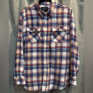 Freenote - Casual Plaid Button-Down Shirt - Navy, Red, and White - Medium
